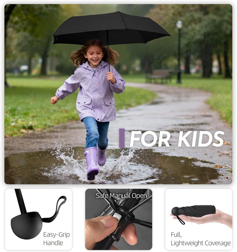 Lilac Travel Mini Umbrella Compact Small & Lightweight, UV Rain Protection, Pocket-Sized Folding Umbrellas with Quickdraw & Case for Men Women & Kids Backpack - Image 4